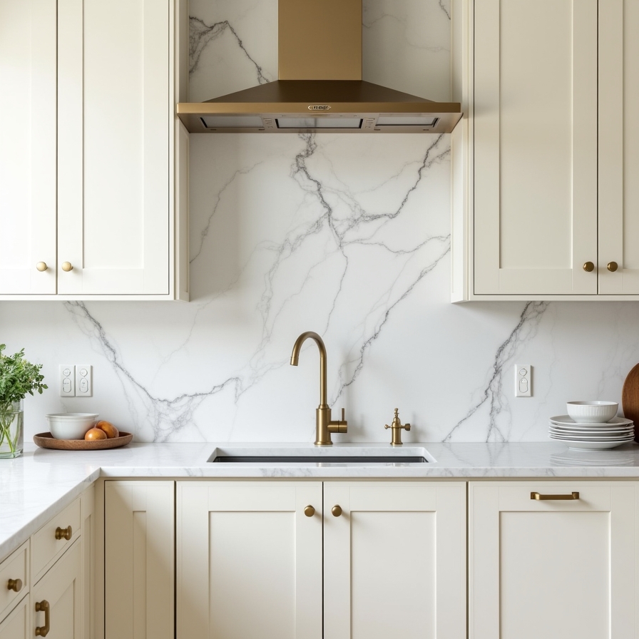 Marble Backsplash for Farmhouse Kitchens