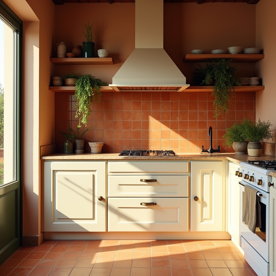 Terracotta tile backsplash